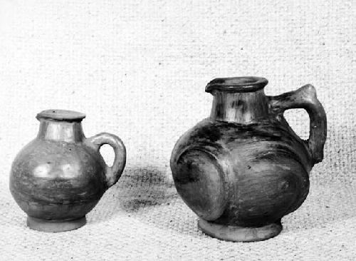 Small modern pottery pitchers showing Spanish influence