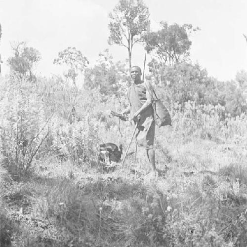 Honey gatherer at Kaburomi, Mount Elgon