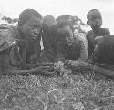Native children of Mount Elgon with monkey