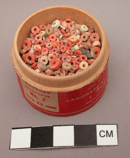 Box of small discoidal shell beads