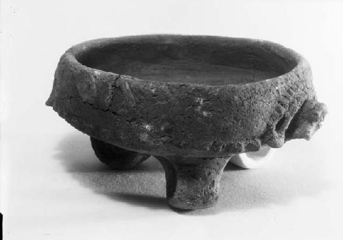 Pottery bowl with 3 loop legs