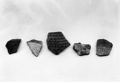 Five potsherds from trench V, XI, XVI