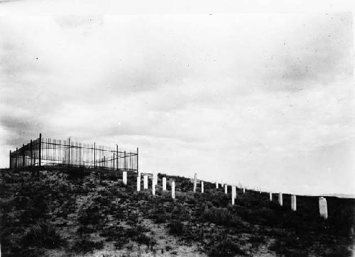 View of grave sites on Custer Battlefield