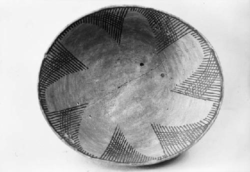 Interior of Mancos black on white pottery bowl from Pueblo II level, site 5