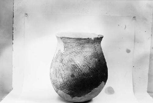 Incised pottery jar from Pueblo II level, site 5, refuse mound, burial 10