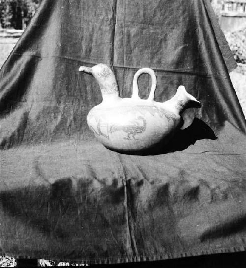 Modern duck pot, collected by EMS in 1942; black paint on red slip