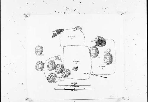 Lower level, plan of grave 1