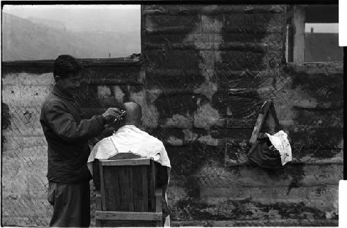 Man getting a haircut