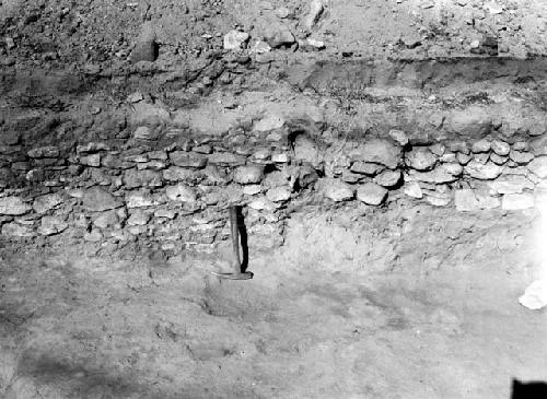 View of excavation showing artifacts