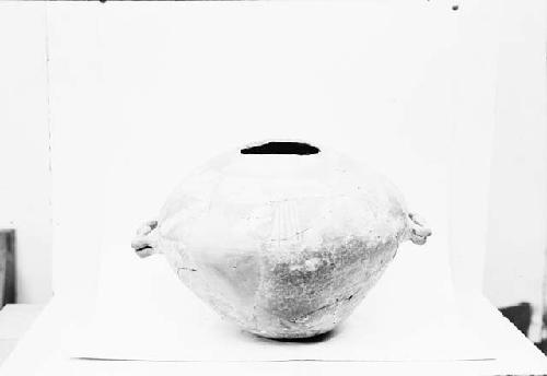 Large black on white water jar from Pueblo II level, Site 11, House Area