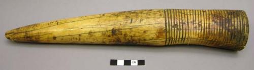 Mallet of elephant's tusk, alternating criss cross and linear patterns+