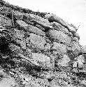 Mound 1 masonry on terrace, Southeast corner