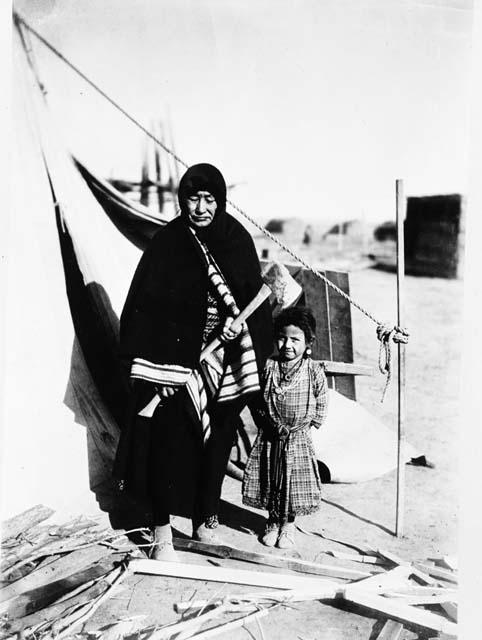 Crow Indian woman and child