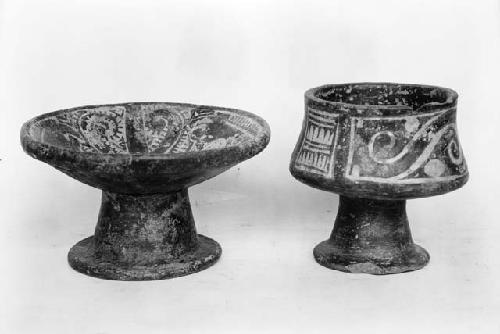 Two polychrome bowls with flaring bases from Trench 3, grave 4, number 4