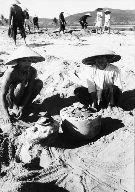 Pottery urns at site