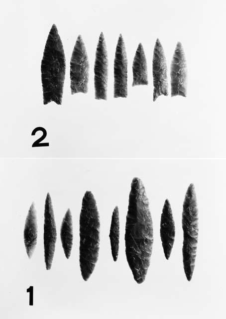 Stone implements from excavation by Dr. Froehlich G. Rainey in 1940