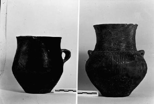 Pottery cup and jug