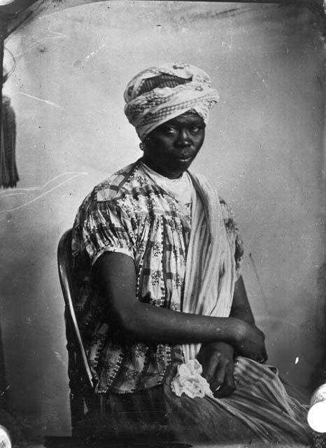 Copy of tintype, portrait of woman in turban