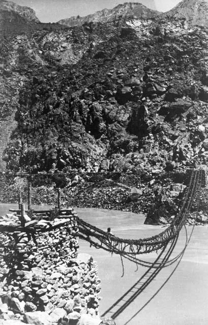 Kharmong wicker-rope bridge