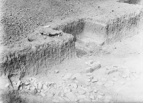 Excavation 3-31. View of trench showing stone mound