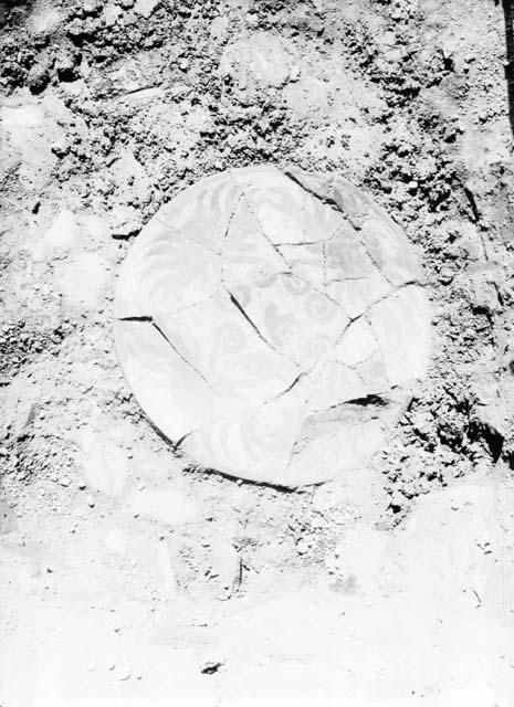 Excavation 3-31; Grave 3D showing pottery plate