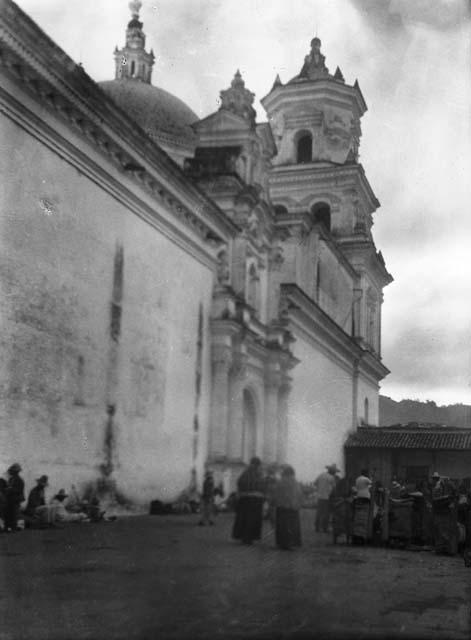 Crowd gathered outside of church during the festival of the Black Christ