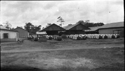 Palm oil trading houses and storage yards