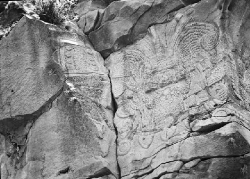 Carving on the side of a cliff on hill (Malinche), Northwest of town