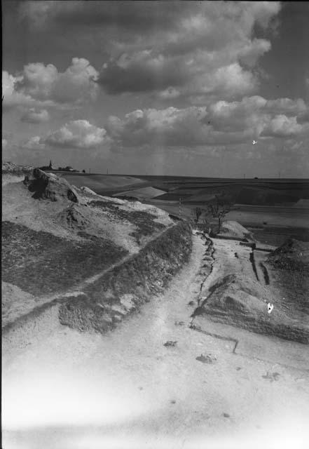 Palisade II and gates - looking east from ladder