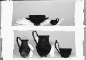 Five Etruscan pottery vessels