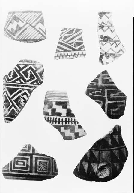 Mesa Verde black on white potsherds from Pueblo III horizons