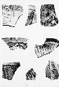 Potsherds from Pueblo II levels showing hatching