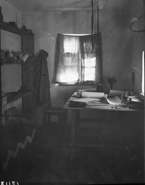 Interior of artist's studio in field house