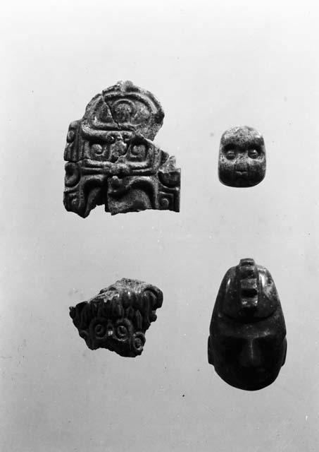 Jadeite fragments or ornaments, human face