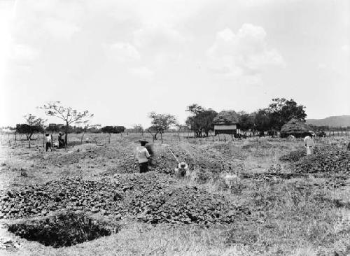 General view of area of pottery floor outside fence