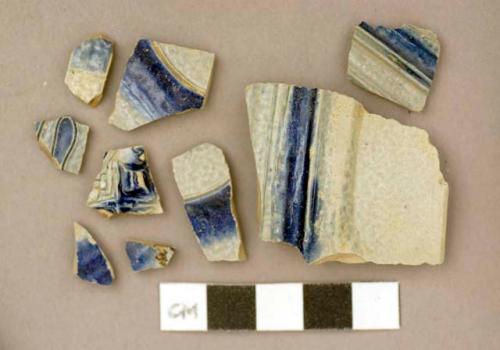 Ceramic, rhenish stoneware, blue and gray color, broken