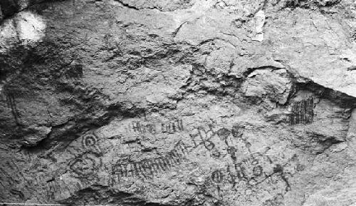 Pictographs in cave, north of Doolittle Cave