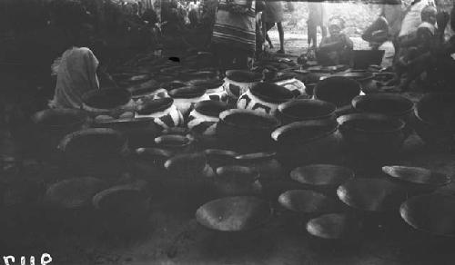 Pots and bowl, some with decoration