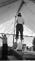 Penny and Carlos decorating the pottery tent for the wedding, June 11, 1939