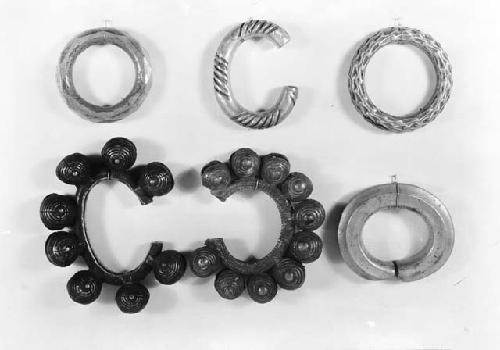 Various brass bracelets and anklets from Liberia