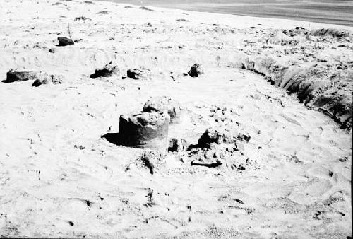 Pottery urns at site