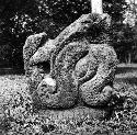 Sculptured stone serpent head