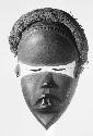 Black wooden mask with metal teeth, Longwa