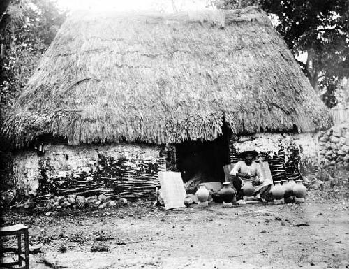 Modern Maya potter rubbing on a cantaro with a stone about 1900