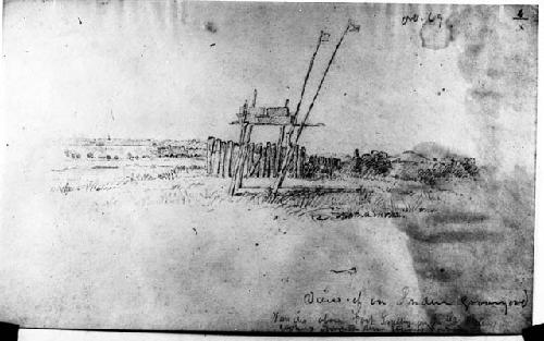 View of Indian graveyard, seven miles above Fort Snelling, by Seth Eastman