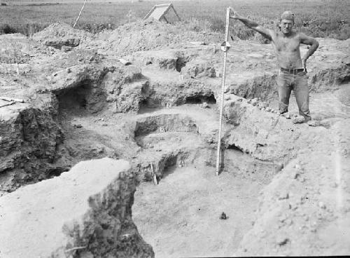 Site III, Square 8 pit, showing trench