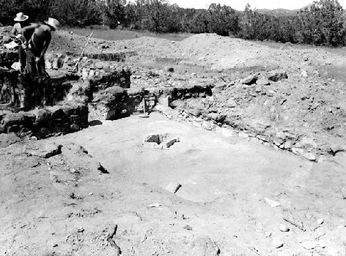 View of excavation showing artifacts