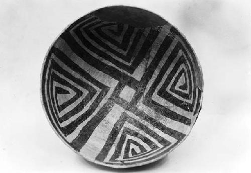 Interior of Mancos black on white pottery bowl from Pueblo II level