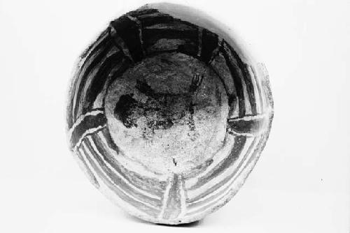 Interior of Mancos black on white pottery bowl from Pueblo II level