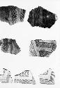 Potsherds from Pueblo II level showing hatching